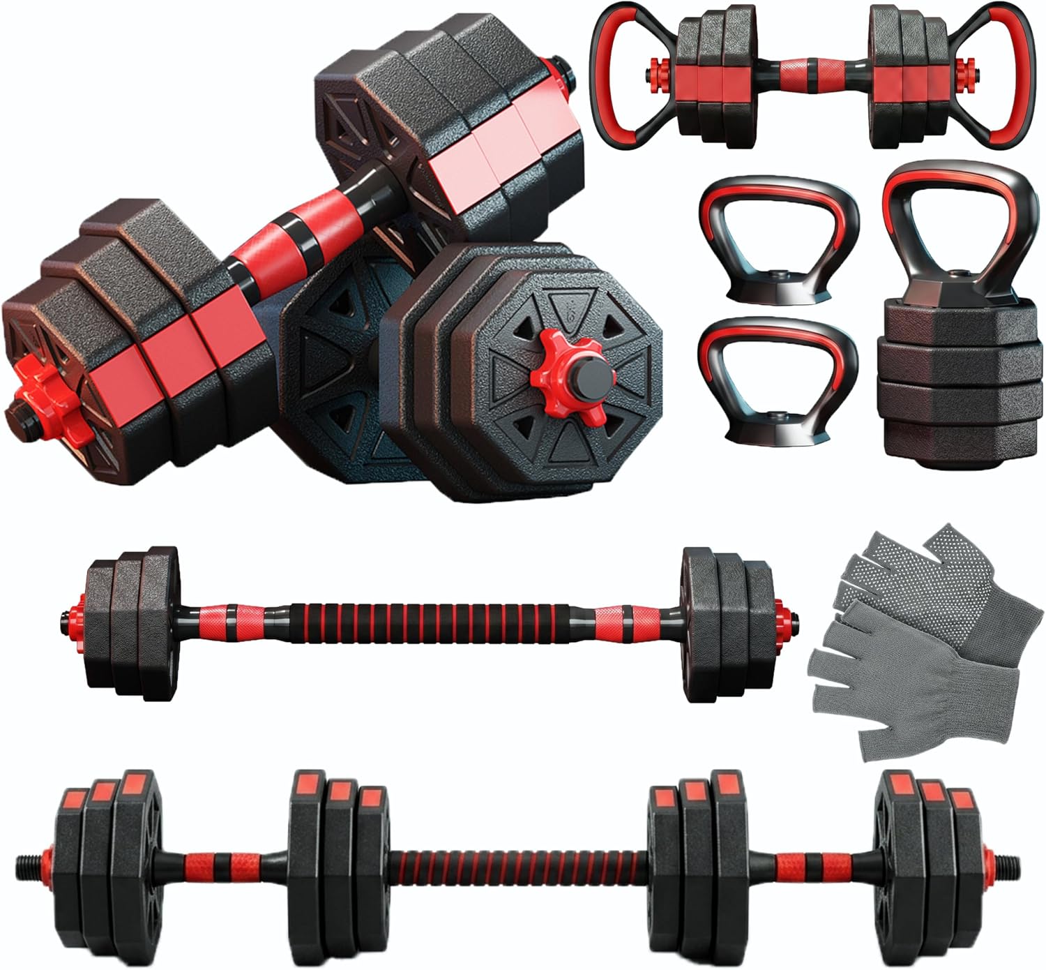 Dumbbell Set - 6-in-1 Adjustable Dumbbell & Barbell Weight