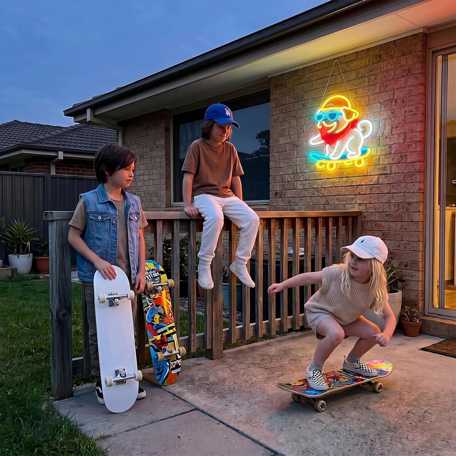 Skateboarding Dog Neon Sign Hi - Skateboard ulasan dan harga