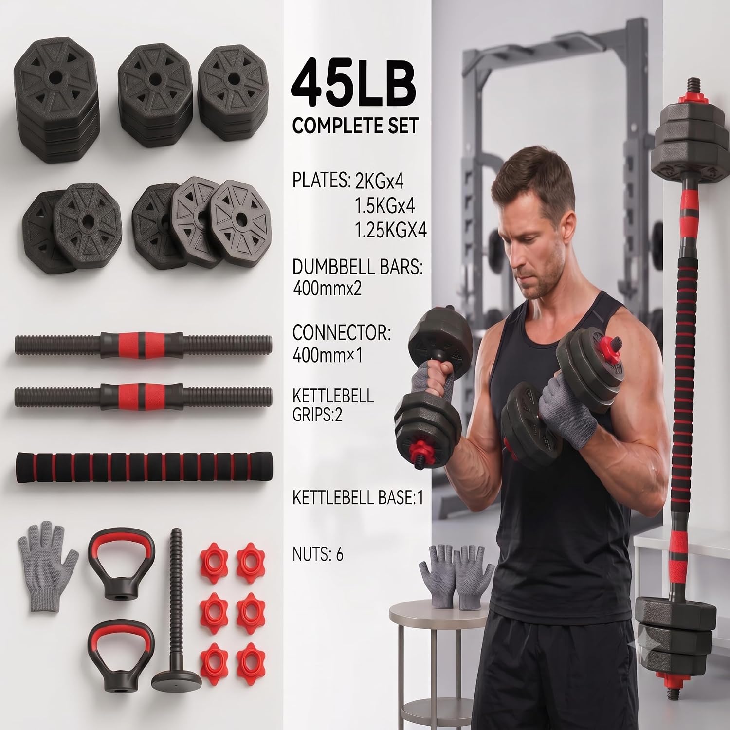 6-in-1 Adjustable Dumbbell & B - Dumbbell Set ulasan dan harga